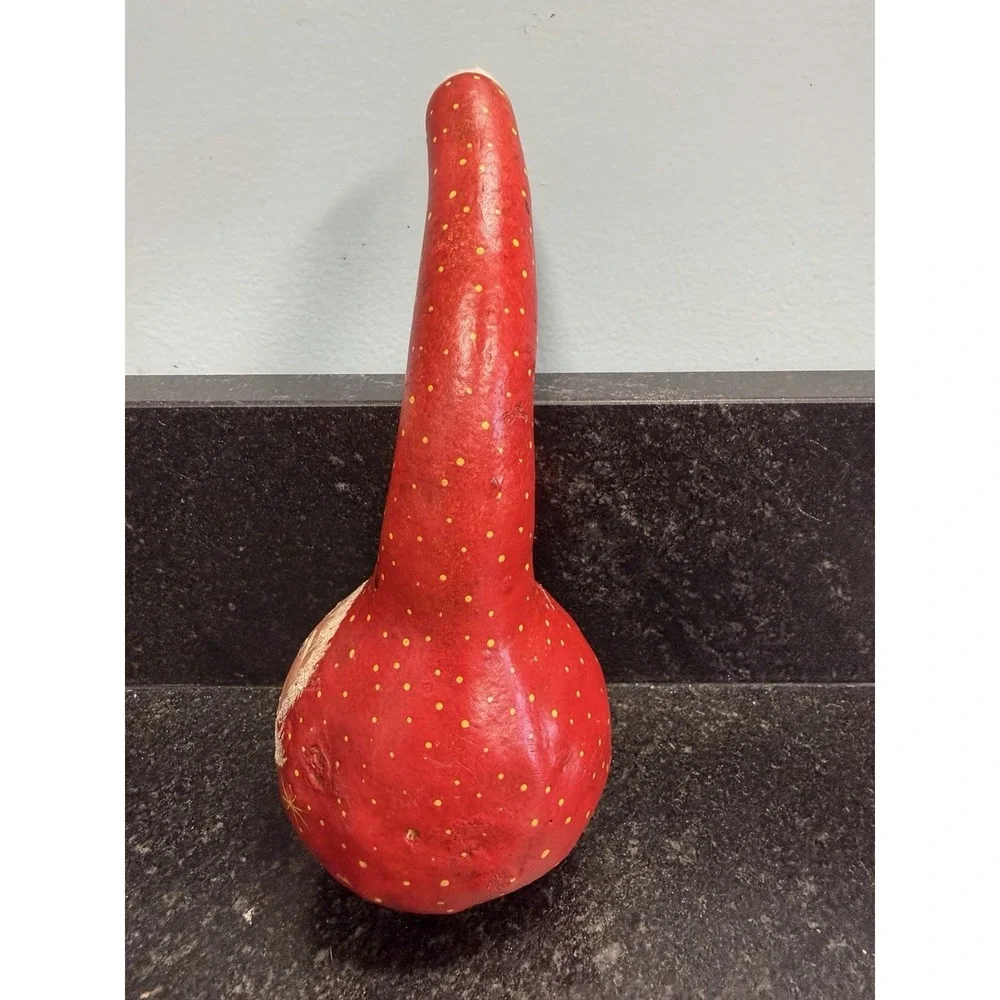 Vtg‎ Hand Painted Santa Claus Gourd 8